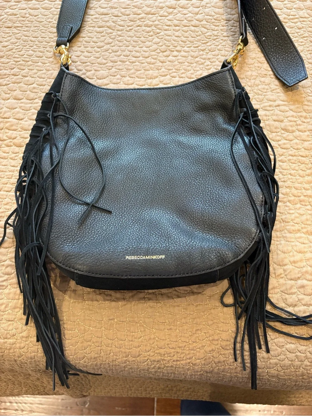 Rebecca Minkoff Black Leather Fringe Shoulder Bag - Picture 3 of 9